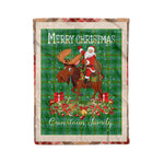 Personalized Gift Plaid Tartan Blanket Clan Cranstoun With Moose Lover Xmas Gift Santa Riding Christmas Fleece Blanket