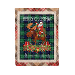 Personalized Gift Plaid Tartan Blanket Clan Abercrombie With Moose Lover Xmas Gift Santa Riding Christmas Fleece Blanket