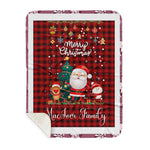 Personalized Gift Tartan Plaid Blanket Clan MacIver Red With Funny Santa Snowman Reindeer Merry Christmas Gift Sherpa Blanket, blue plaid sherpa blanket,blue tartan sherpa blanket,Buchan,buffalo plaid sherpa blanket,christmas sherpa blanket,Christmas Throw Blanket