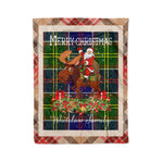 Personalized Gift Plaid Tartan Blanket Clan Whitelaw Modern With Moose Lover Xmas Gift Santa Riding Christmas Fleece Blanket