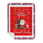 Personalized Gift Tartan Plaid Blanket Clan Burnett Modern With Funny Santa Snowman Reindeer Merry Christmas Gift Sherpa Blanket, blue plaid sherpa blanket,blue tartan sherpa blanket,Buchan,buffalo plaid sherpa blanket,christmas sherpa blanket,Christmas Throw Blanket