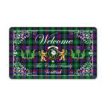 Doormat - Welcome Mat Scottish Clan Calder Tartan Door Mat, Plaid Doormat With Thistle and Two Lion Scottish