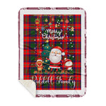 Personalized Gift Tartan Plaid Blanket Clan Riddell With Funny Santa Snowman Reindeer Merry Christmas Gift Sherpa Blanket, blue plaid sherpa blanket,blue tartan sherpa blanket,Buchan,buffalo plaid sherpa blanket,christmas sherpa blanket,Christmas Throw Blanket
