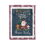 Personalized Gift Tartan Plaid Blanket Clan Thomson Dress With Funny Santa Snowman Reindeer Merry Christmas Fleece Blanket, Home Living Room, Plaid Blanket, Tartan Blanket, Scottish Blanket, Buffalo fleece blanket, Christmas Blanket
