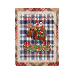 Personalized Gift Plaid Tartan Blanket Clan Hannay Grey With Moose Lover Xmas Gift Santa Riding Christmas Fleece Blanket