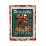 Personalized Gift Plaid Tartan Blanket Clan Kirkpatrick With Moose Lover Xmas Gift Santa Riding Christmas Fleece Blanket