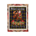 Personalized Gift Plaid Tartan Blanket Clan MacLellan Modern With Moose Lover Xmas Gift Santa Riding Christmas Fleece Blanket