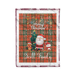 Personalized Gift Tartan Plaid Blanket Clan Scott Ancient With Funny Santa Snowman Reindeer Merry Christmas Fleece Blanket, Home Living Room, Plaid Blanket, Tartan Blanket, Scottish Blanket, Buffalo fleece blanket, Christmas Blanket