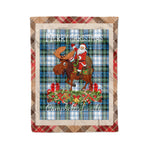 Personalized Gift Plaid Tartan Blanket Clan Campbell Dress Ancient With Moose Lover Xmas Gift Santa Riding Christmas Fleece Blanket