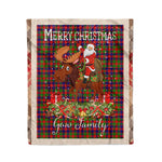 Personalized Gift Plaid Tartan Blanket Clan Gow With Moose Lover Xmas Gift Santa Riding Christmas Fleece Blanket