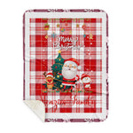 Personalized Gift Tartan Plaid Blanket Clan MenZies Red With Funny Santa Snowman Reindeer Merry Christmas Gift Sherpa Blanket, blue plaid sherpa blanket,blue tartan sherpa blanket,Buchan,buffalo plaid sherpa blanket,christmas sherpa blanket,Christmas Throw Blanket