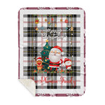 Personalized Gift Tartan Plaid Blanket Clan MacPherson Modern With Funny Santa Snowman Reindeer Merry Christmas Gift Sherpa Blanket, blue plaid sherpa blanket,blue tartan sherpa blanket,Buchan,buffalo plaid sherpa blanket,christmas sherpa blanket,Christmas Throw Blanket