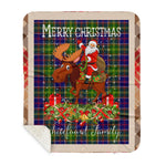 Personalized Gift Plaid Tartan Blanket Clan Whitefoord With Moose Lover Xmas Gift Santa Riding Buffalo Plaid Christmas Sherpa Blanket
