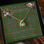 To My Beautiful Soulmate Necklace In Your Eyes I Have Found My Home Clan MacKinnon Hunting Modern Tartan Wishbone Dancing Necklace