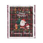 Personalized Gift Tartan Plaid Blanket Clan Cumming Hunting Modern With Funny Santa Snowman Reindeer Merry Christmas Fleece Blanket, Home Living Room, Plaid Blanket, Tartan Blanket, Scottish Blanket, Buffalo fleece blanket, Christmas Blanket