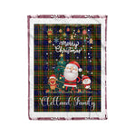 Personalized Gift Tartan Plaid Blanket Clan Clelland With Funny Santa Snowman Reindeer Merry Christmas Fleece Blanket, Home Living Room, Plaid Blanket, Tartan Blanket, Scottish Blanket, Buffalo fleece blanket, Christmas Blanket