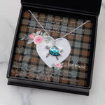 Sea Turtle Necklace Gift for My Beautiful Girlfriend Valentines Necklace Clan Gunn Weathered Tartan Blue Turtle Necklace
