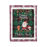 Personalized Gift Tartan Plaid Blanket Clan Chisholm Hunting Ancient With Funny Santa Snowman Reindeer Merry Christmas Fleece Blanket, Home Living Room, Plaid Blanket, Tartan Blanket, Scottish Blanket, Buffalo fleece blanket, Christmas Blanket