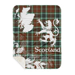 Sherpa Blanket - Tartan Blanket Thistle and Lion Scottish Clan Thomson Hunting Modern Plaid Blanket, plaid sherpa blanket queen,purple sherpa blanket,queen sherpa blanket,queen size sherpa blanket,red sherpa blanket,scottish tartan blankets,sherpa blanket,sherpa christmas blanket