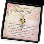 To My Boyfriend's Beautiful Mom Necklace - The Boy You Raised Into An Incredible Man - Necklace Gift For Boyfriend's Mom, Love Sunflower Pendant Necklace