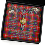 To My Beautiful Soulmate Sunflower Necklace In Your Eyes I Have Found My Home Clan Tweedie Red Tartan Jewelry For Girlfriend, Tartan Sunflower Pendant Necklace, Scottish Tartan Jewelry, valentine necklace, necklace girlfriend, necklace for wife, cute necklaces for girlfriend, jewelry for girlfriend, to my soulmate necklace, to my future wife necklace