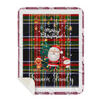 Personalized Gift Tartan Plaid Blanket Clan Francis With Funny Santa Snowman Reindeer Merry Christmas Gift Sherpa Blanket, blue plaid sherpa blanket,blue tartan sherpa blanket,Buchan,buffalo plaid sherpa blanket,christmas sherpa blanket,Christmas Throw Blanket