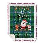 Personalized Gift Tartan Plaid Blanket Clan Henderson With Funny Santa Snowman Reindeer Merry Christmas Gift Sherpa Blanket, blue plaid sherpa blanket,blue tartan sherpa blanket,Buchan,buffalo plaid sherpa blanket,christmas sherpa blanket,Christmas Throw Blanket