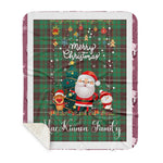Personalized Gift Tartan Plaid Blanket Clan MacKinnon Hunting Ancient With Funny Santa Snowman Reindeer Merry Christmas Gift Sherpa Blanket, blue plaid sherpa blanket,blue tartan sherpa blanket,Buchan,buffalo plaid sherpa blanket,christmas sherpa blanket,Christmas Throw Blanket