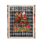Personalized Gift Plaid Tartan Blanket Clan Troup With Moose Lover Xmas Gift Santa Riding Christmas Fleece Blanket