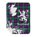 Sherpa Blanket - Tartan Blanket Thistle and Lion Scottish Clan MacArthur Milton Plaid Blanket, plaid sherpa blanket queen,purple sherpa blanket,queen sherpa blanket,queen size sherpa blanket,red sherpa blanket,scottish tartan blankets,sherpa blanket,sherpa christmas blanket