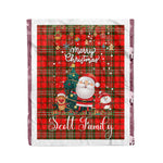 Personalized Gift Tartan Plaid Blanket Clan Scott With Funny Santa Snowman Reindeer Merry Christmas Fleece Blanket, Home Living Room, Plaid Blanket, Tartan Blanket, Scottish Blanket, Buffalo fleece blanket, Christmas Blanket