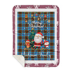 Scotstee Shop - Personalized Gift Tartan Plaid Blanket Clan Anderson With Funny Santa Snowman Reindeer Merry Christmas Gift Sherpa Blanket