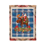 Personalized Gift Plaid Tartan Blanket Clan Muirhead Blue With Moose Lover Xmas Gift Santa Riding Christmas Fleece Blanket