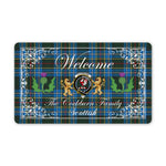Doormat - Welcome Mat Scottish Clan Cockburn Tartan Door Mat, Plaid Doormat With Thistle and Two Lion Scottish