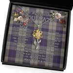 To My Beautiful Soulmate Sunflower Necklace In Your Eyes I Have Found My Home Clan Cunningham Dress Blue Tartan Jewelry For Girlfriend, Tartan Sunflower Pendant Necklace, Scottish Tartan Jewelry, valentine necklace, necklace girlfriend, necklace for wife, cute necklaces for girlfriend, jewelry for girlfriend, to my soulmate necklace, to my future wife necklace