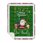 Personalized Gift Tartan Plaid Blanket Clan Don With Funny Santa Snowman Reindeer Merry Christmas Gift Sherpa Blanket, blue plaid sherpa blanket,blue tartan sherpa blanket,Buchan,buffalo plaid sherpa blanket,christmas sherpa blanket,Christmas Throw Blanket