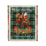 Personalized Gift Plaid Tartan Blanket Clan Wallace Ancient With Moose Lover Xmas Gift Santa Riding Christmas Fleece Blanket
