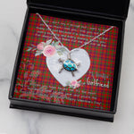 Sea Turtle Necklace Gift for My Beautiful Girlfriend Valentines Necklace Clan Grant of Rothiemurchus Tartan Blue Turtle Necklace