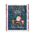 Personalized Gift Tartan Plaid Blanket Clan Glen With Funny Santa Snowman Reindeer Merry Christmas Fleece Blanket, Christmas Blanket, Plaid Blanket, Tartan Blanket,Scottish Blanket