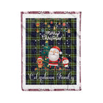 Personalized Gift Tartan Plaid Blanket Clan Colquhoun Modern With Funny Santa Snowman Reindeer Merry Christmas Fleece Blanket, Home Living Room, Plaid Blanket, Tartan Blanket, Scottish Blanket, Buffalo fleece blanket, Christmas Blanket
