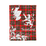 Scotstee Shop Tartan Plaid Fleece Blankets Thistle and Lion Scottish Clan Maule Plaid Blanket