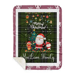 Personalized Gift Tartan Plaid Blanket Clan MacLean Hunting With Funny Santa Snowman Reindeer Merry Christmas Gift Sherpa Blanket, blue plaid sherpa blanket,blue tartan sherpa blanket,Buchan,buffalo plaid sherpa blanket,christmas sherpa blanket,Christmas Throw Blanket