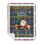 Personalized Gift Tartan Plaid Blanket Clan MacSporran With Funny Santa Snowman Reindeer Merry Christmas Gift Sherpa Blanket, blue plaid sherpa blanket,blue tartan sherpa blanket,Buchan,buffalo plaid sherpa blanket,christmas sherpa blanket,Christmas Throw Blanket