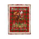 Personalized Gift Plaid Tartan Blanket Clan Dewar With Moose Lover Xmas Gift Santa Riding Christmas Fleece Blanket