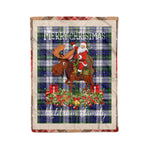 Personalized Gift Plaid Tartan Blanket Clan Meldrum Gordon Dress With Moose Lover Xmas Gift Santa Riding Christmas Fleece Blanket