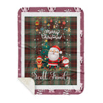 Personalized Gift Tartan Plaid Blanket Clan Scott Brown Ancient With Funny Santa Snowman Reindeer Merry Christmas Gift Sherpa Blanket, blue plaid sherpa blanket,blue tartan sherpa blanket,Buchan,buffalo plaid sherpa blanket,christmas sherpa blanket,Christmas Throw Blanket