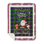 Personalized Gift Tartan Plaid Blanket Clan Durie With Funny Santa Snowman Reindeer Merry Christmas Gift Sherpa Blanket, blue plaid sherpa blanket,blue tartan sherpa blanket,Buchan,buffalo plaid sherpa blanket,christmas sherpa blanket,Christmas Throw Blanket