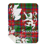 Sherpa Blanket - Tartan Blanket Thistle and Lion Scottish Clan MacCulloch Plaid Blanket, plaid sherpa blanket queen,purple sherpa blanket,queen sherpa blanket,queen size sherpa blanket,red sherpa blanket,scottish tartan blankets,sherpa blanket,sherpa christmas blanket
