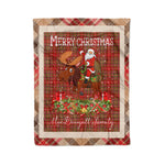Personalized Gift Plaid Tartan Blanket Clan MacDougall With Moose Lover Xmas Gift Santa Riding Christmas Fleece Blanket