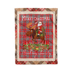 Personalized Gift Plaid Tartan Blanket Clan Moubray With Moose Lover Xmas Gift Santa Riding Christmas Fleece Blanket